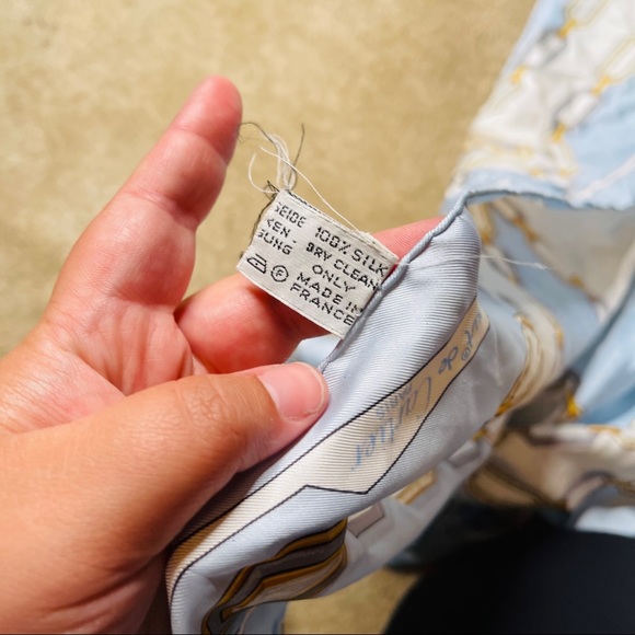 Cartier VTG Silk Chain Print Baby Blue Scarf - Picture 7 of 7